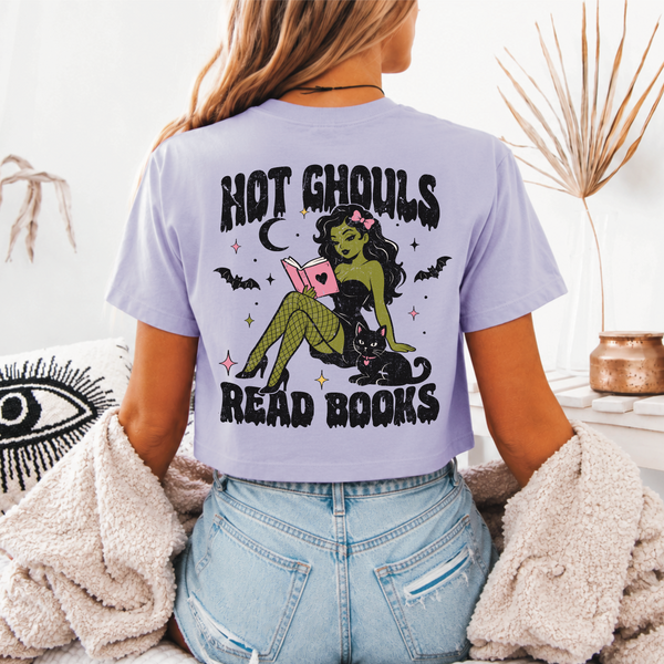 Preorder - “Hot Ghouls Read Books” Vintage Style Cropped Tee