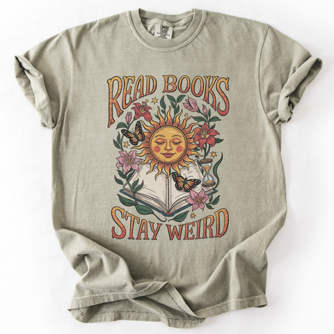 “Read Books, Stay Weird” Vintage Style Tee