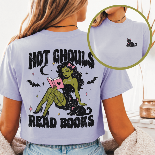 Preorder - “Hot Ghouls Read Books” Vintage Style Cropped Tee