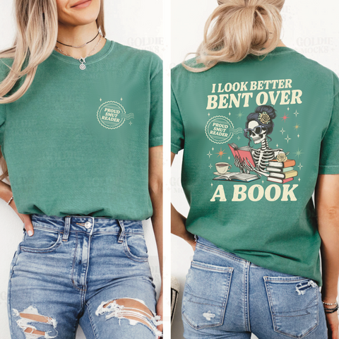 “I Look Better Bent Over a Book” Vintage Style Tee