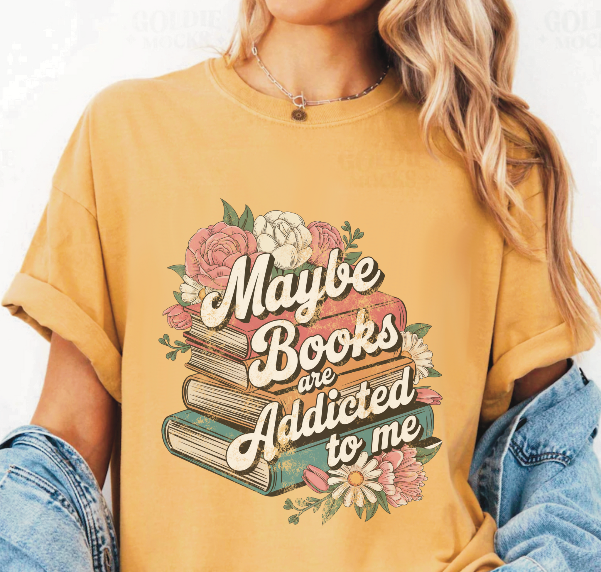 “Maybe Books Are Addicted to Me” — Vintage Style Tee