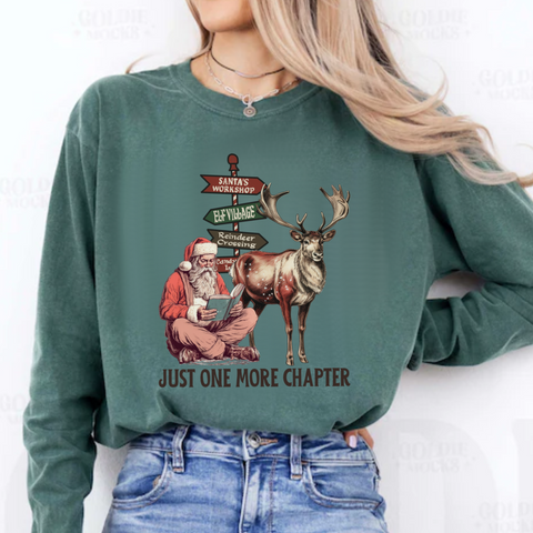 “Just One More Chapter” Santa Long Sleeve Tee