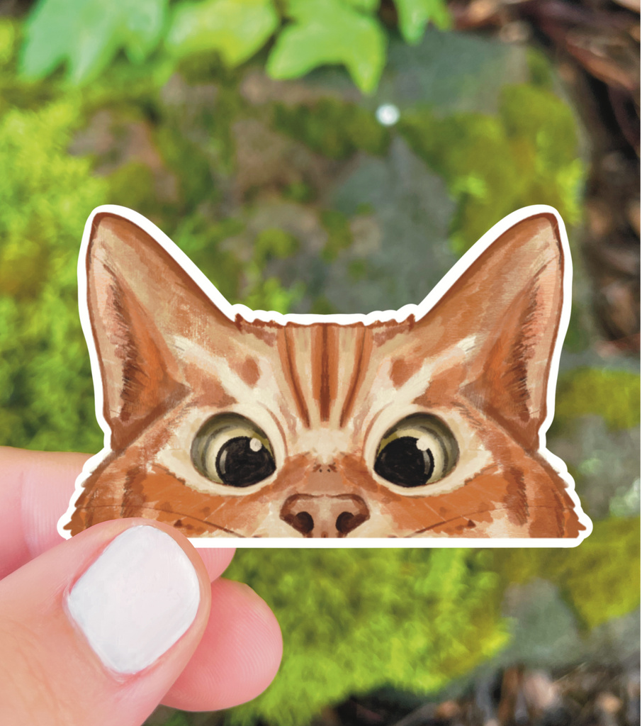 Peekaboo Kitty | Tabby Cat Sticker – Velvet in Verse