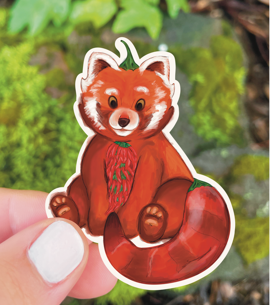 Red Pepper Panda | Red Panda Sticker – Velvet in Verse